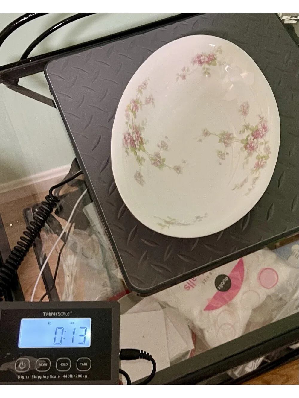 O&EG Royal Austria 1900s Pink Floral Porcelain Oval Serving Bowl, 9.5x7x2”
